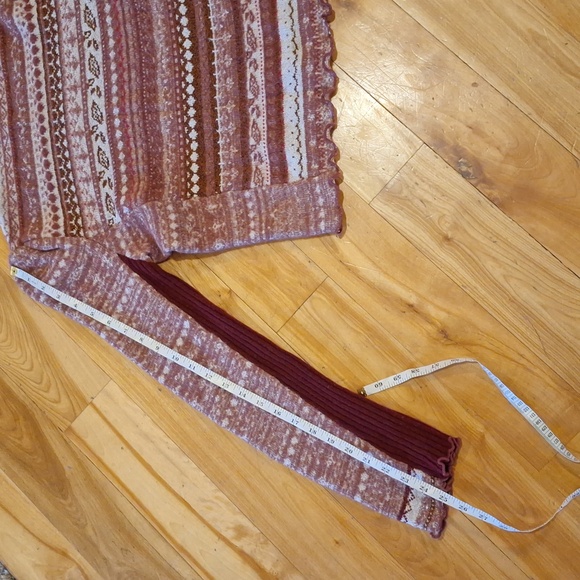 Free People Bali Juniper Turtleneck Sweater Rhubarb Red Fairisle Size Medium - Picture 12 of 13